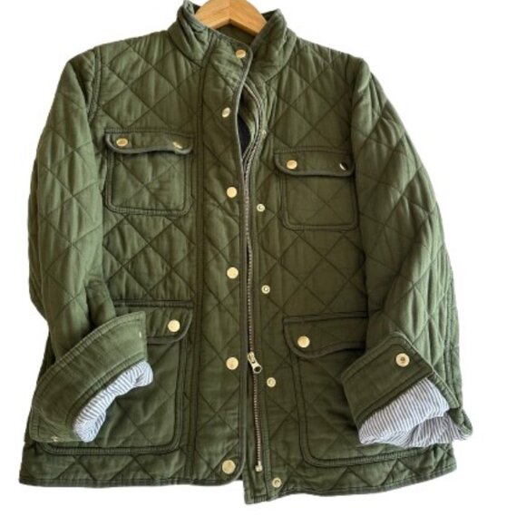 J. Crew Jackets & Blazers - JCrew Quilted Olive Green Cotton Lining Peacoat XS